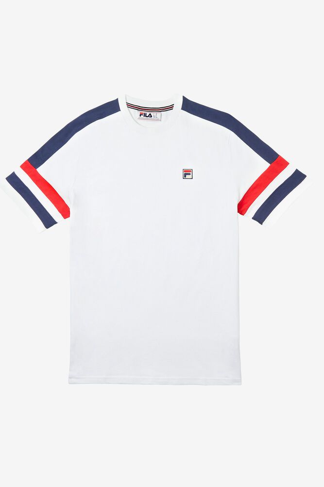 Fila T-Shirt Mens White Juan - Ireland 52308-ISKB